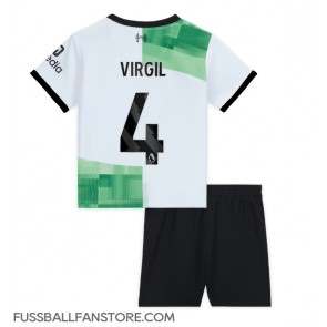 Liverpool Virgil van Dijk #4 Replik Auswärtstrikot Kinder 2023-24 Kurzarm (+ Kurze Hosen)